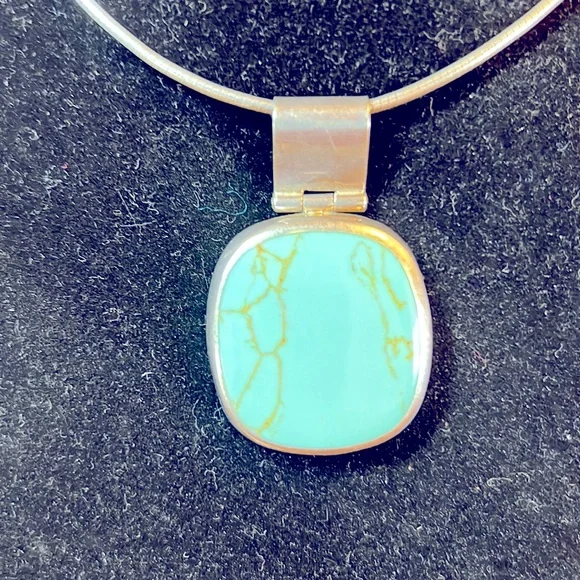 Large Turquoise & Sterling Silver Pendant - Picture 1 of 9